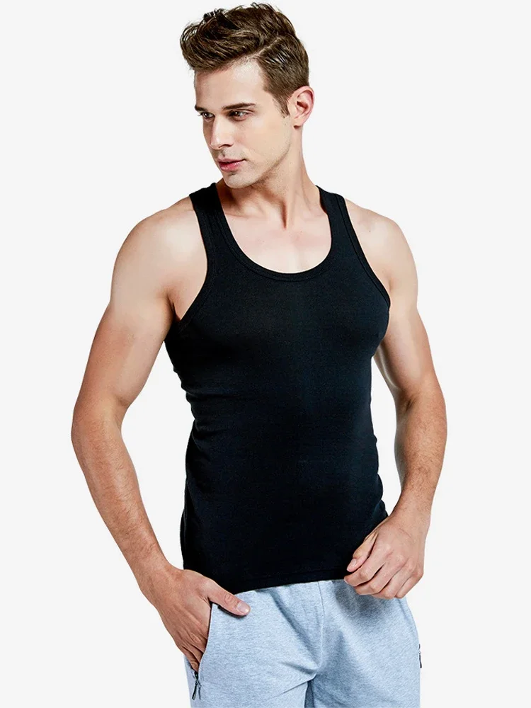 100% Cotton Men\'s Underwear Tank Top Men High Quality Bodybuilding Singlet Sleeveless Slim T-shirts Fit Vest Men Tank Tops