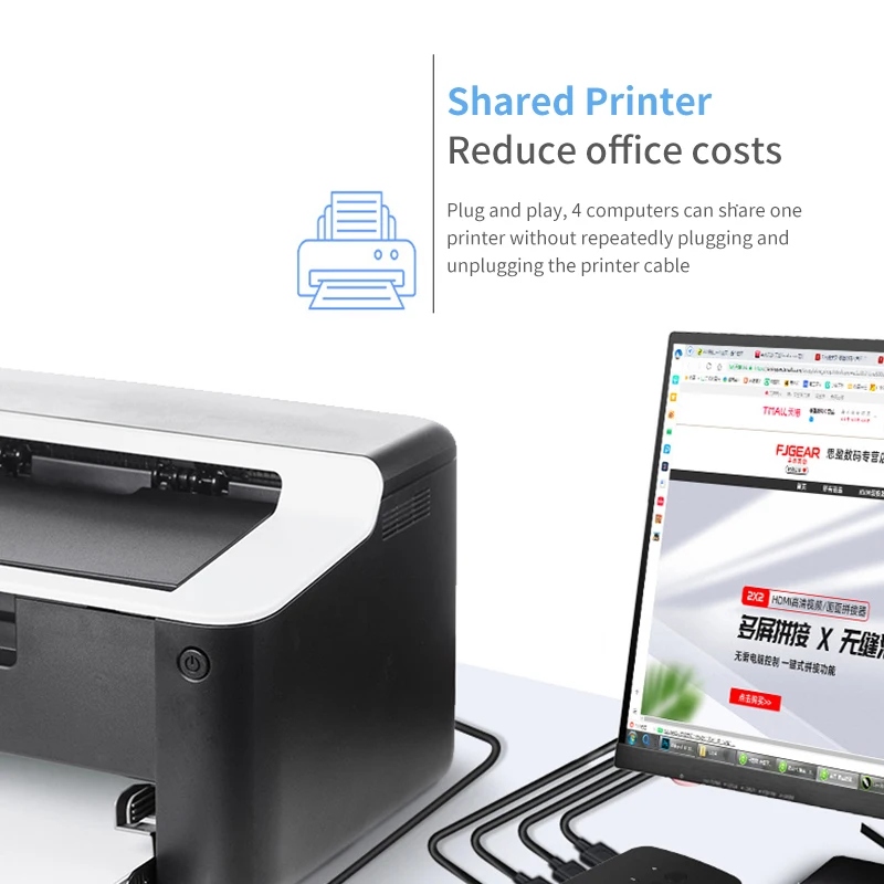 USB Switcher 2 Or 4 in 4 Out Shared Switch Adapter KVM Splitter For Windows Office Keyboard Mouse Printer Switch with controller