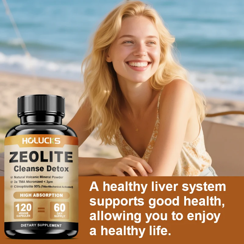 HOLUCKS Complete Detox Supplement, with Zeolite, Spirulina & Shilajit, Support Toxin Removal, Liver Health & Immune Function
