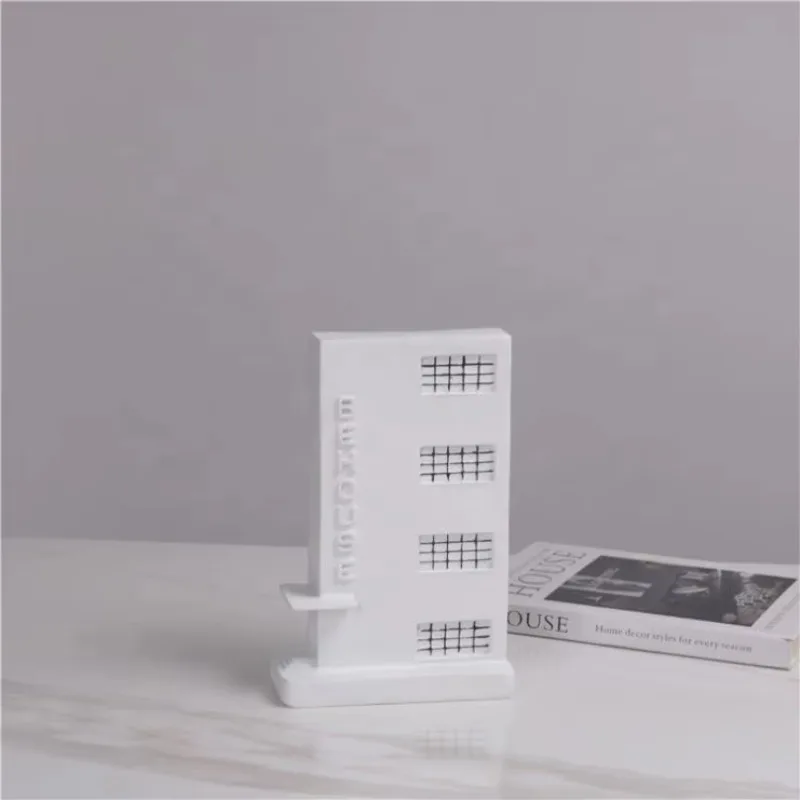 Living White Building Art Resin Modern Geometric Ornaments Home Decor for Other Home Decor