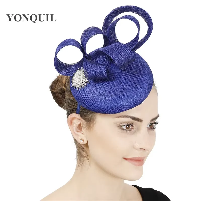 Elegant White Sinamay Wedding Bridal Fascinators High Quality Headwear Hat for Women Banquet Cocktail Millinery Hair Accessories