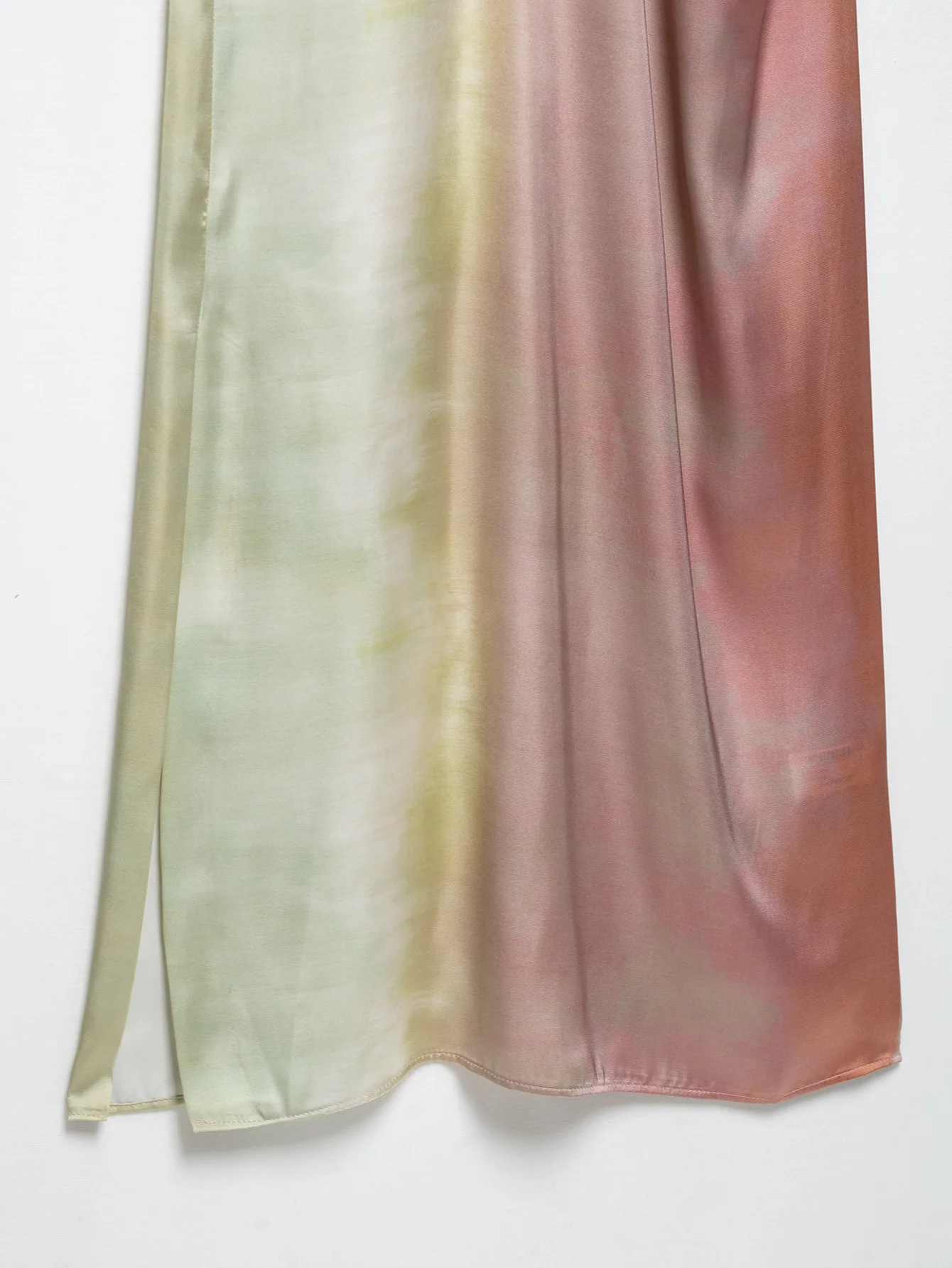 Women's Satin Belt Decoration O-Neck Short Sleeve Midi Dress Summer Ladies Fashion Tie-Dye Printed Back Zipper Party Dress