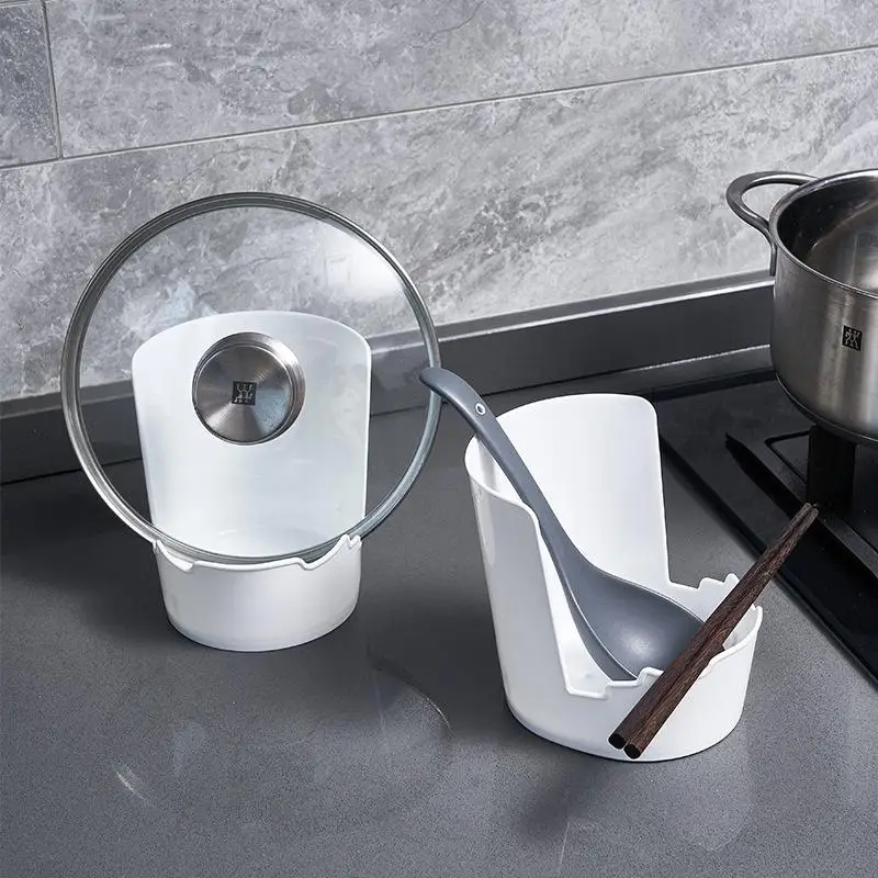 Non-Slip Spatula Holder Heat-Resistant Minimalist Pot Lid Storage Rack Water Tray Soup Spoon Rack Desktop