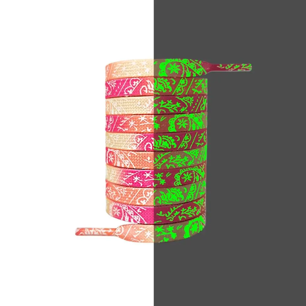 Novel 120CM Luminous Shoelaces Cashew Flowers Splash Ink Night Glowing Shoelaces Graffiti Shoe Decoration Sneaker Prom Party