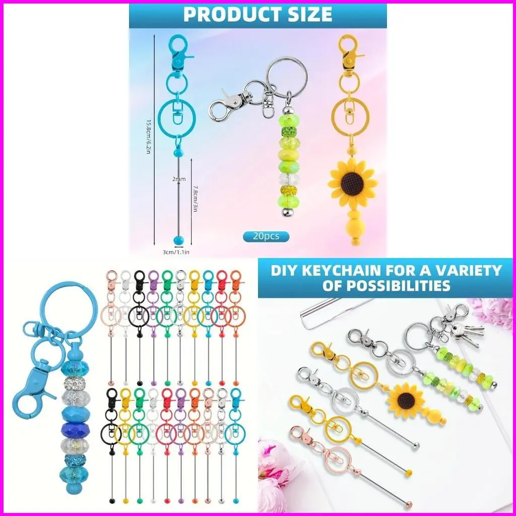 

Multipurpose Metal Stylish Bead Keyring Set 20 Count for Handmade Gifts