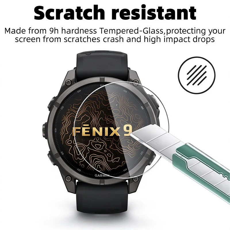 Tempered Glass For Fenix 9 Pro 51MM 47MM 43MM Screen Protector For Fenix 8 AMOLED SOLAR 51 47 43 MM 7 7X Pro Glass Watch Film