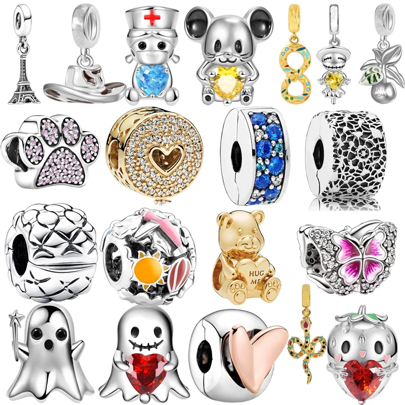 

New Hot Sale DIY Women Jewelry Suitable for Original Design: Two-Tone Silver & Rose Gold Heart Charm Bead for Bracelet &Necklace