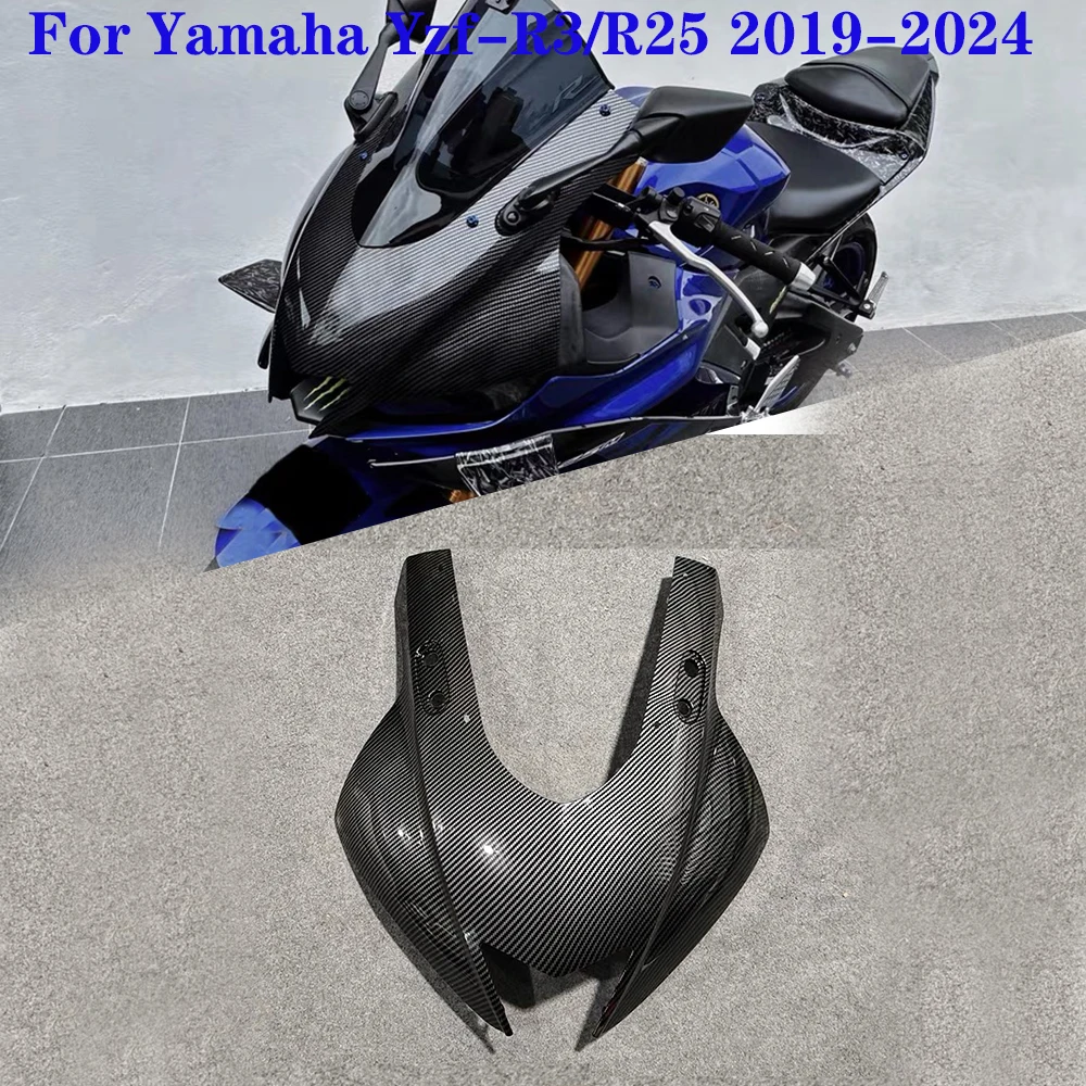 

For Yamaha YZF R3 R25 2019-2024 Front Nose Upper Cowl Fairing Headlight Cowl Mask Cover Nose Upgrade R1 R6 Style Small Eyes