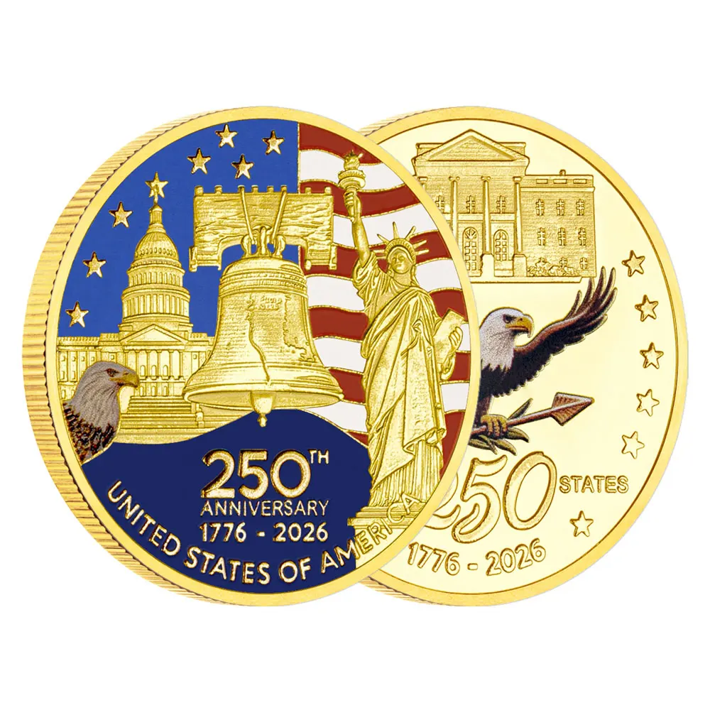 The 250th Anniversary Commemorative Military Coin of The United States Gold-plated Statue of Liberty Challenge Coin