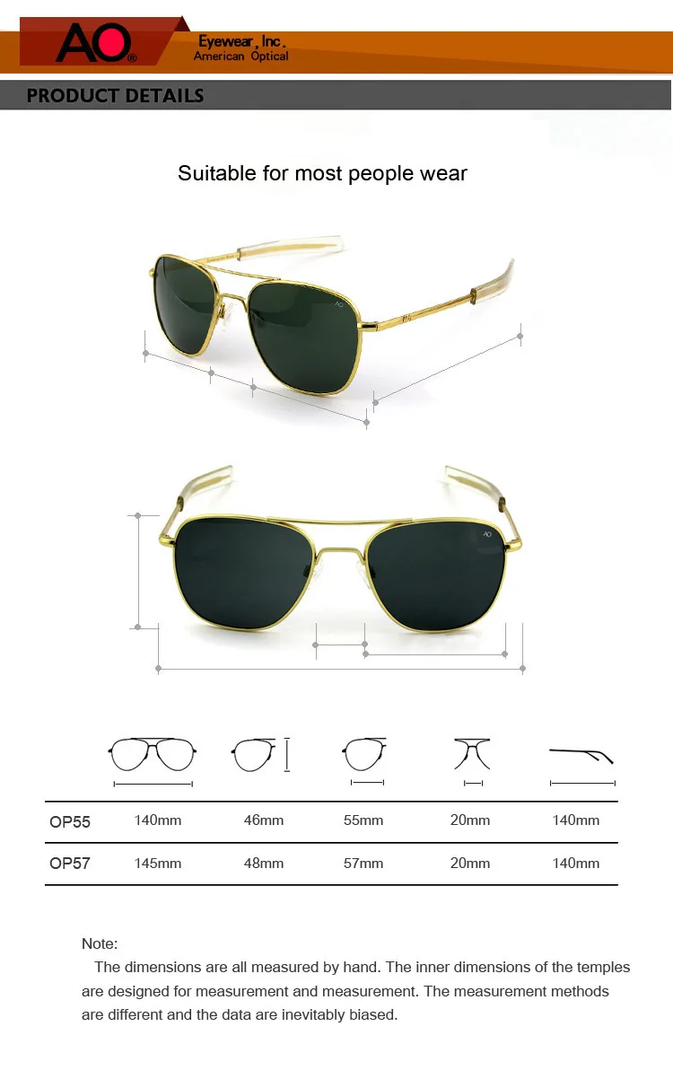 Ao Sonnenbrille Mann amerikanische Armee Militär Luftfahrt Pilot polarisierte Sonnenbrille Frau Luxusmarke Vintage Metall Titan Rahmen – Detail 5