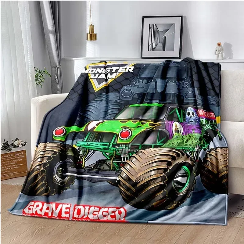 Monster Jam Grave Digger Truck Hot Wheels sofá manta ligera y cálida manta aislante cama Oficina coche rodilleras manta