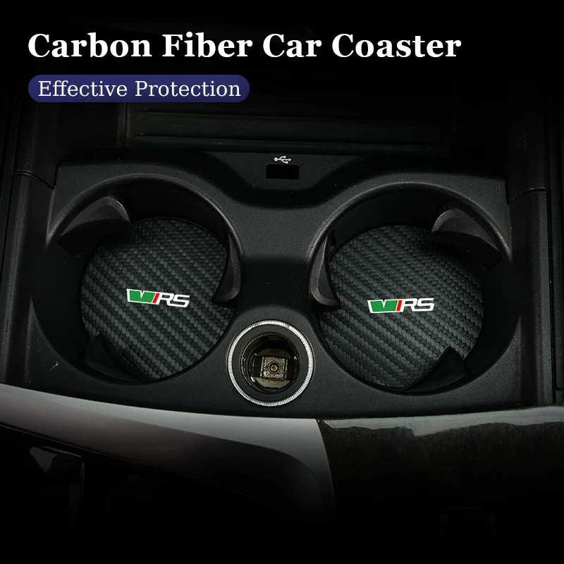 

2Pcs Car Water Cup Coaster Waterproof Pad Universal Cup Holder Accessories For Skoda VRS Octavia Kamiq Kodiaq Karoq RS Superb