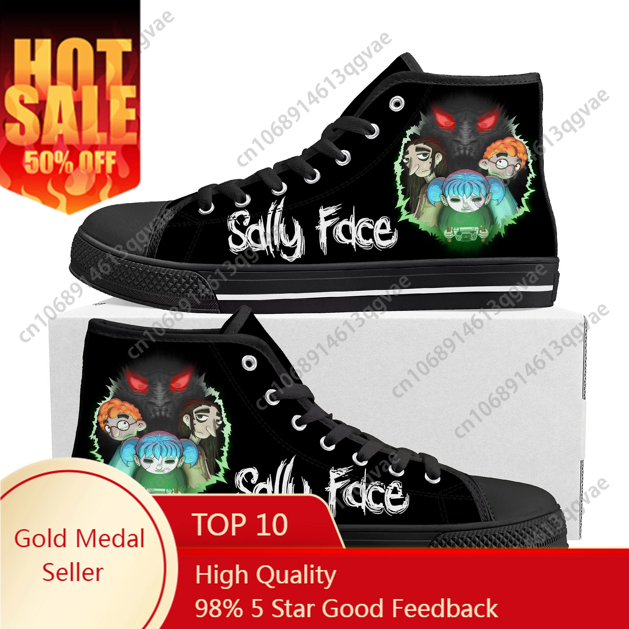 Hot Sally Face Game Novelty Design High Top Sneakers Mens Womens Teenager Canvas Lightweight Sneaker Couple Custom Made Shoes