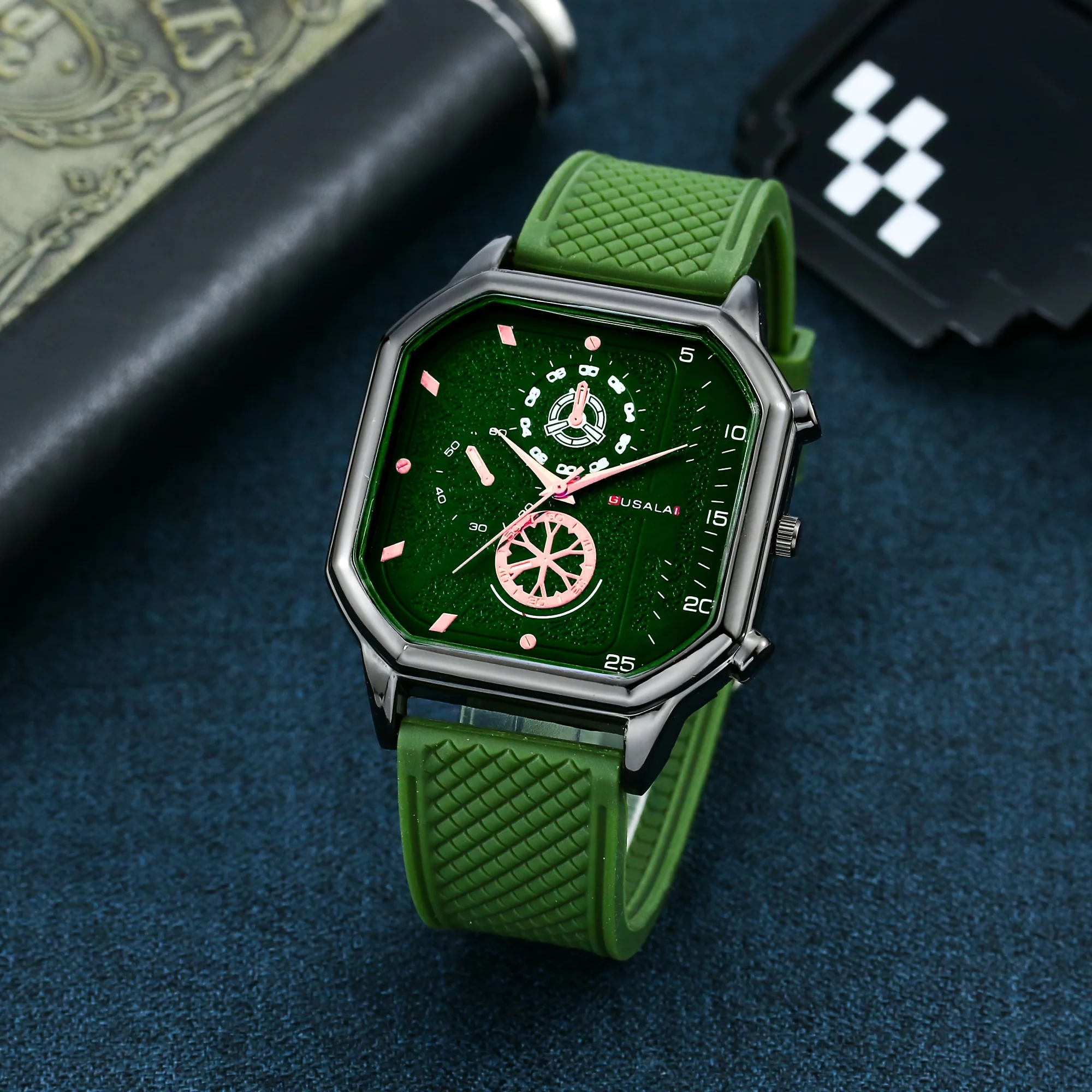 1PC European and American large dial trendy square watch for men and women, handsome and cool for high school students