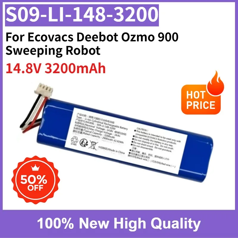 High Quality 14.8V 3200mAh S09-LI-148-3200 Replaceable Battery for Ecovacs Deebot Ozmo 900 Sweeping Robot