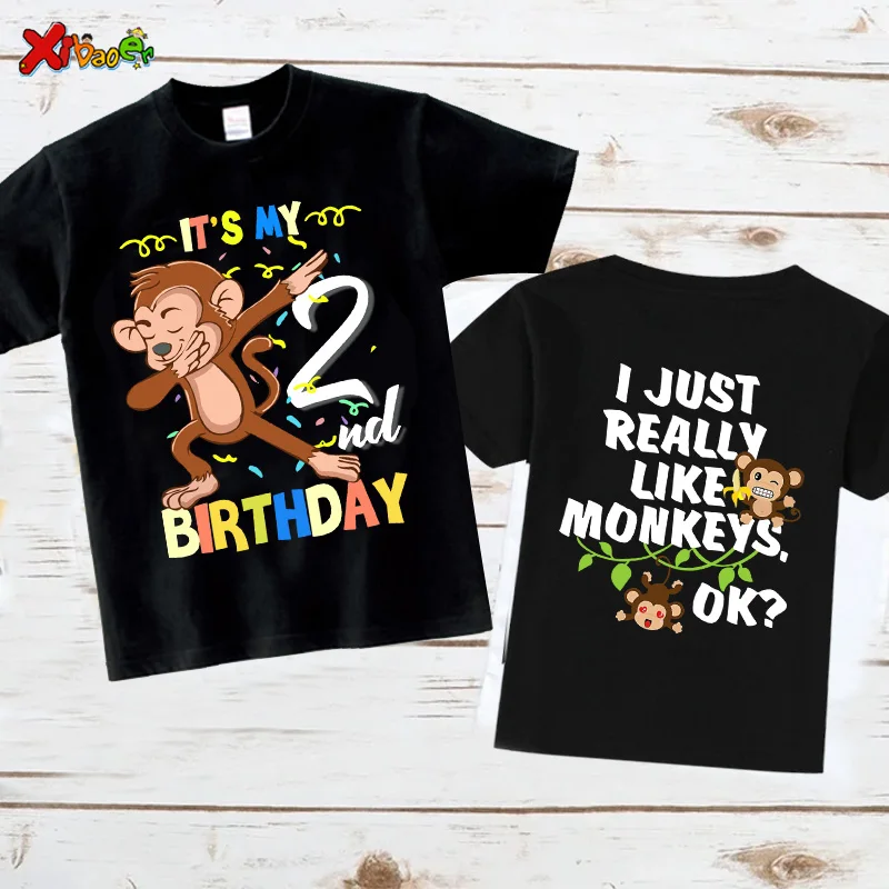 Birthday Boy T Shirt Kids Birthday Shirts Party Outfits for Children Like Monkey Shirts Baby Girl Clothing I'm 4th Shirt T-shirt