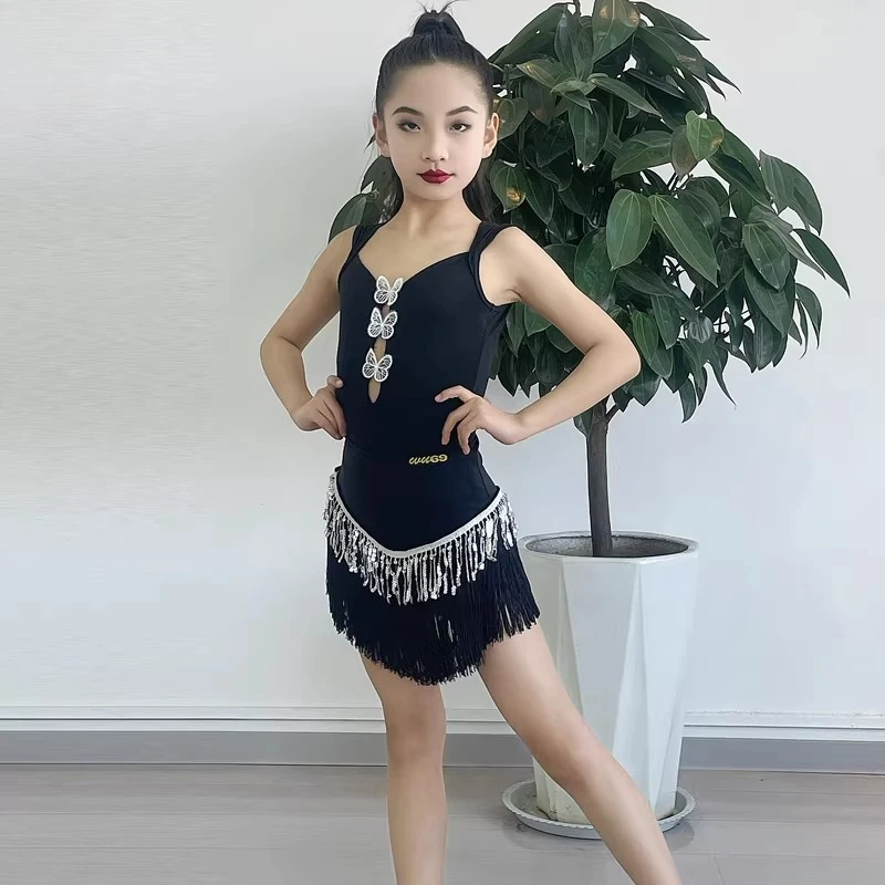 

New model childrensLatindanceperformanceoutfithighenddancetraining suit for women girls professional Latin dance clothing summer