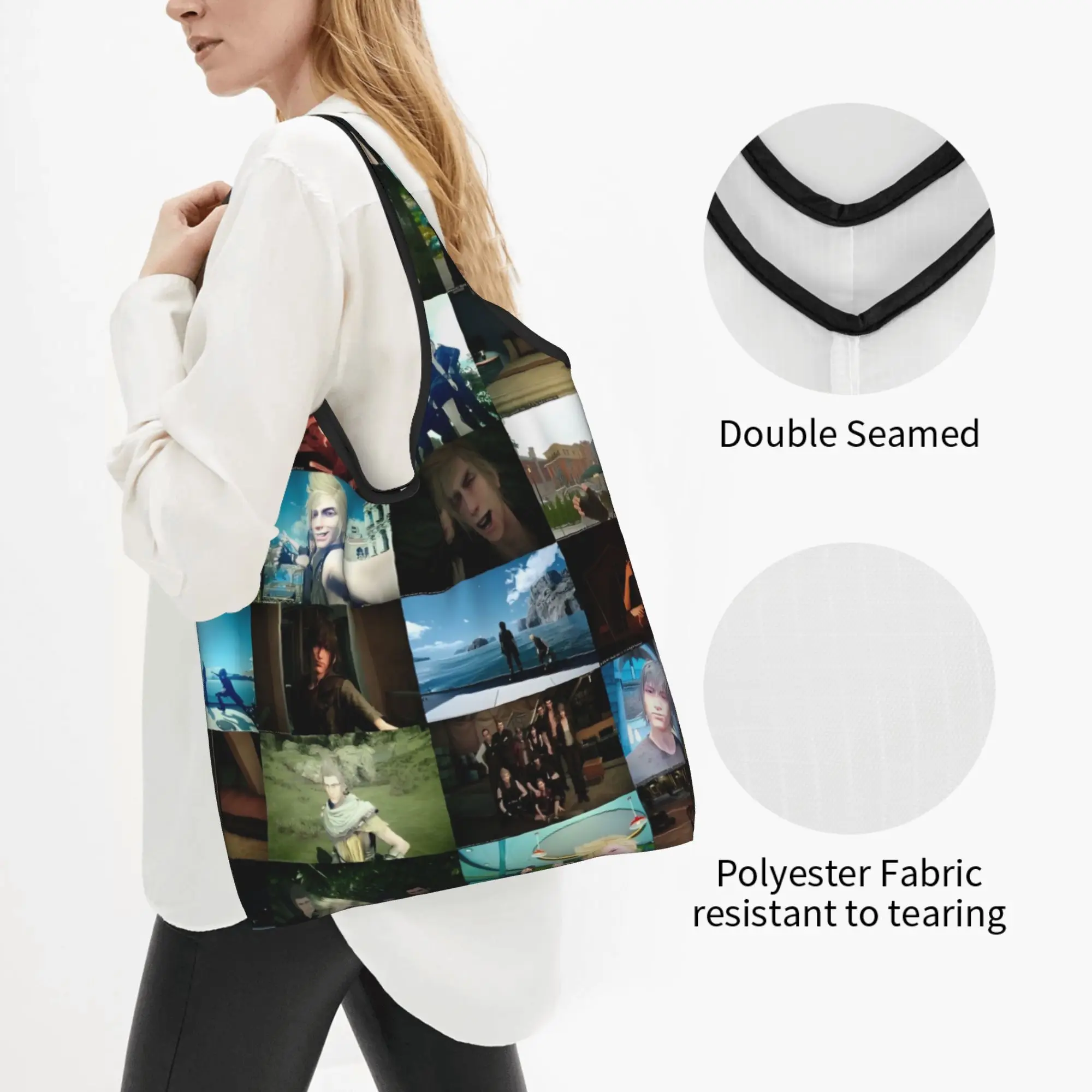 Reusable Final Fantasy XV Shopping Bag Women Tote Bag Portable Game Japan Fantasy Video   Groceries Shopper Bags