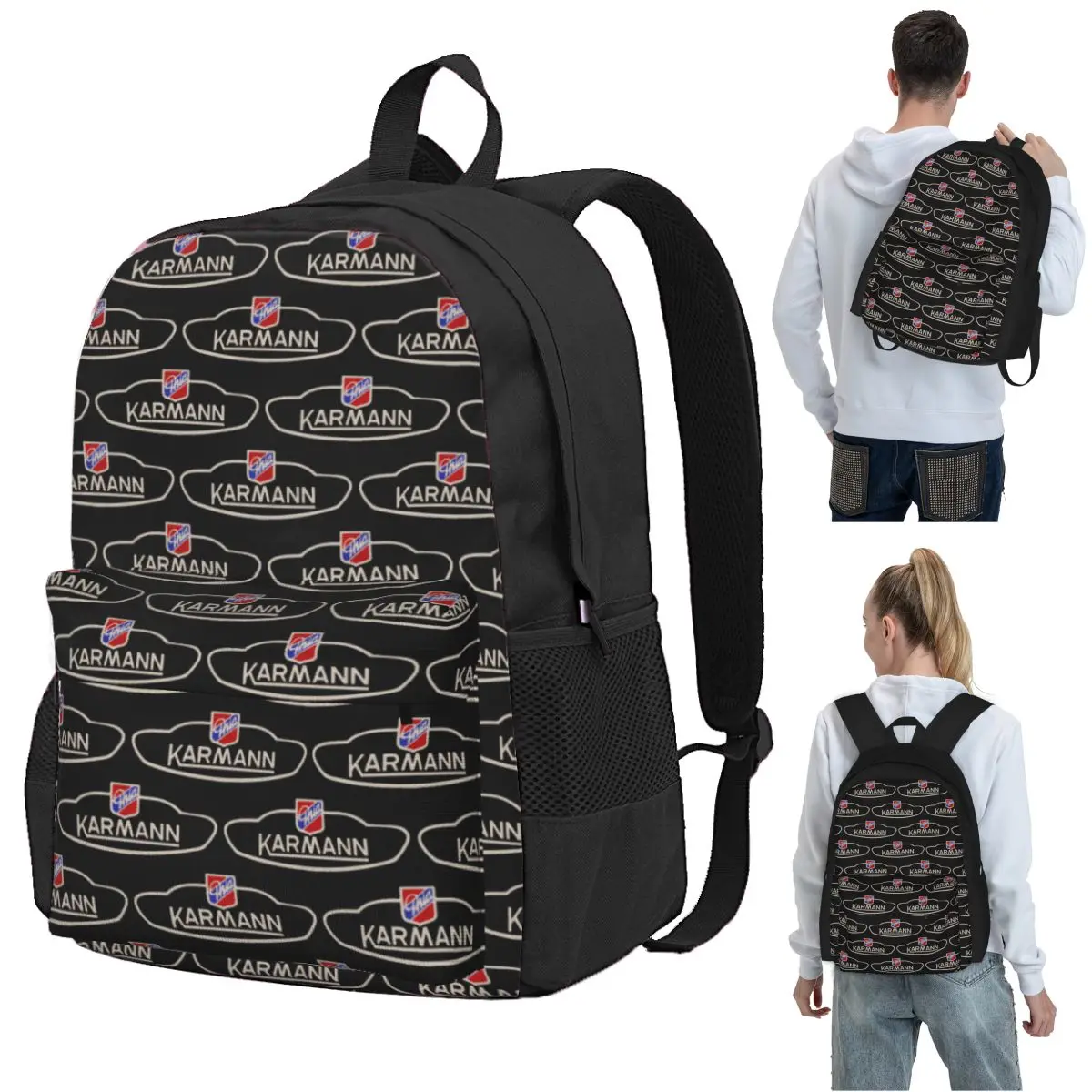 Karmann Ghia Emblem Backpack Student BookBag Kids School Bag Computer Shoulder Bags for Men Women