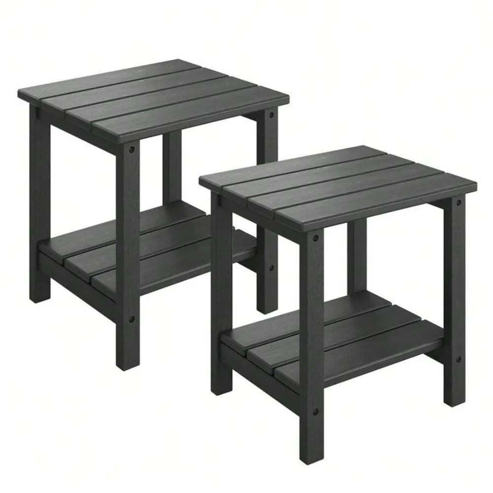 7-Piece Outdoor Patio Furniture Set with 2 HDPE Adirondack Chairs, 1 Loveseat and 2 Tempered Glass Tables, Weather Resistant All-Weather Rattan Seating for Garden Deck Backyard Poolside, Sturdy Steel Frame, 32.3 x 24.4 x 26.8 Inches