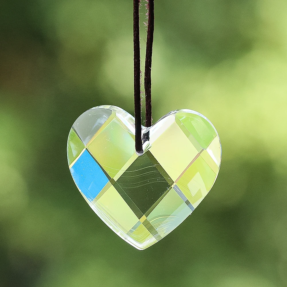 3pcs 35mm Faceted Love Heart Glass Prism Crystal Decor Suncatcher Pendants for Chandeliers Christmas