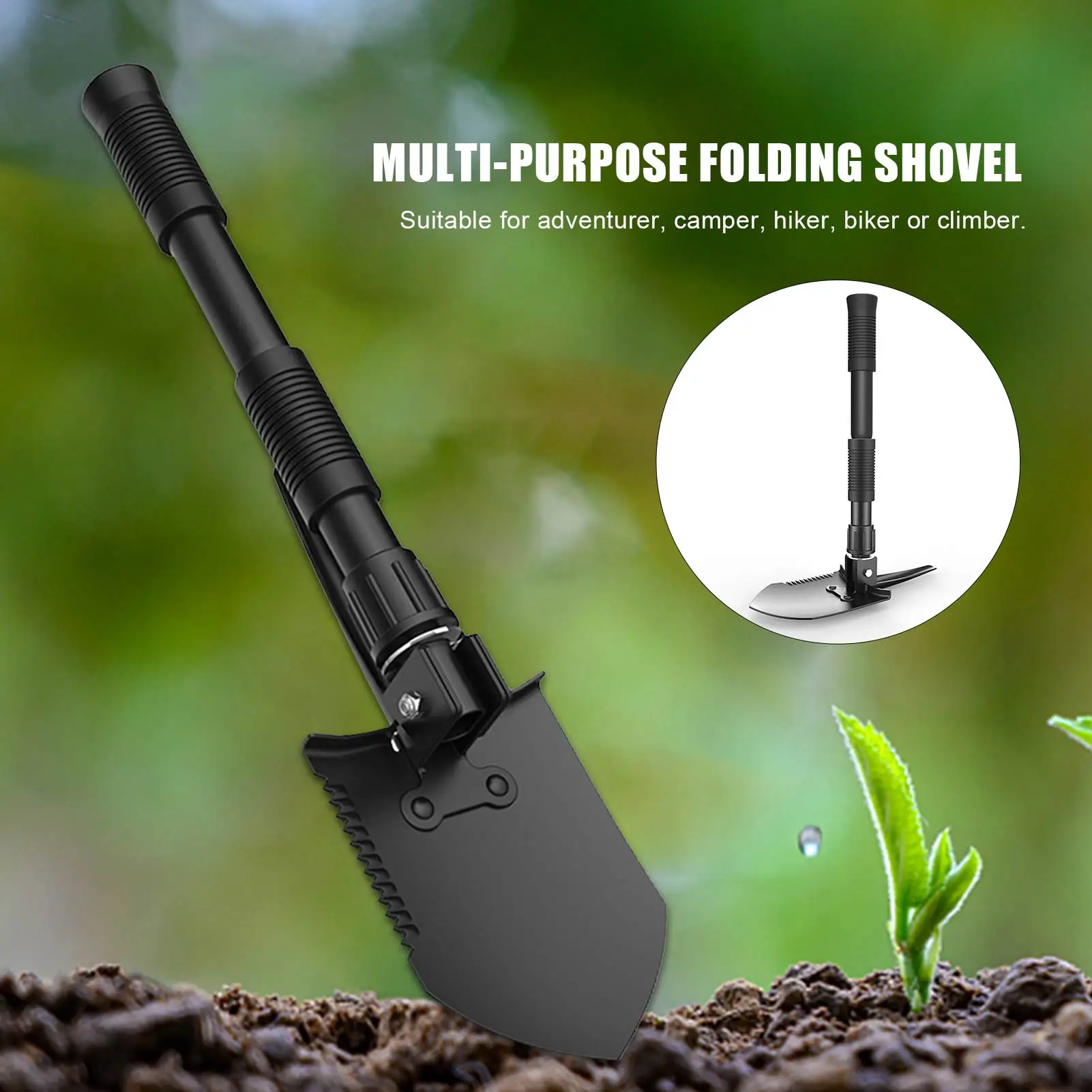 Outdoor Folding Engineer Shovel Multifunctional Small Manganese Steel Military Shovel Portable Shovel Convenient and Practical