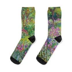 Claude Monet The Iris Garden at Giverny Chaussettes pour hommes et femmes, Chaussettes de course mignonnes