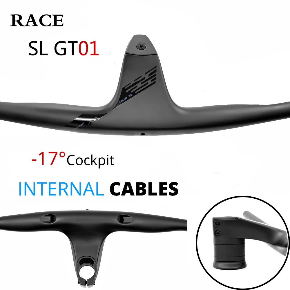 

RACE SL GT01 Internal Cable Carbon Fibre -17° Integrated Cockpit 50-90mm MTB Carbon Handlebar for MTB XC with Mount