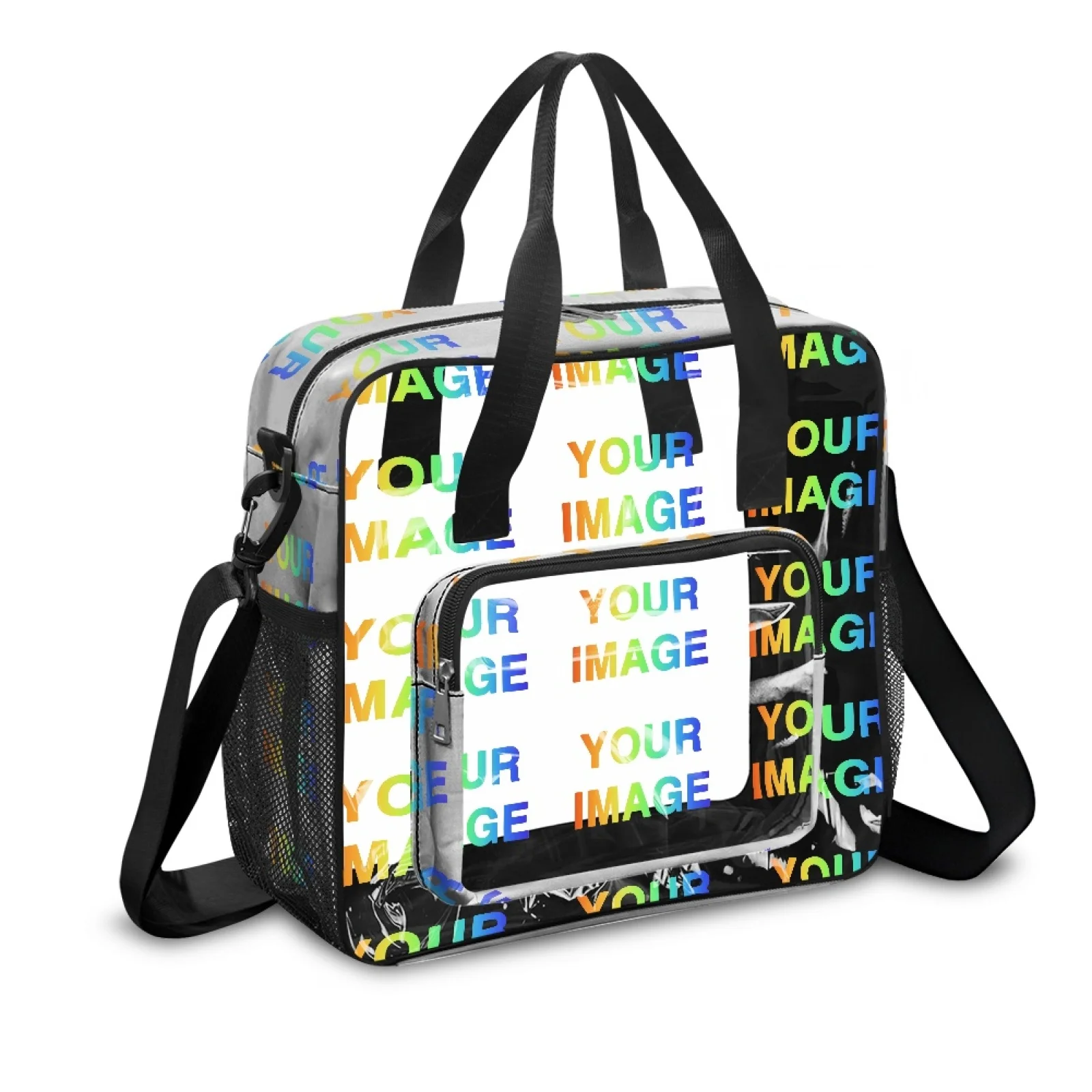 

Print on Demand Stadium Approved PVC Clear Purse Large Capacity Clear Bag Clear Crossbody Bag for Concerts Sports Festivals