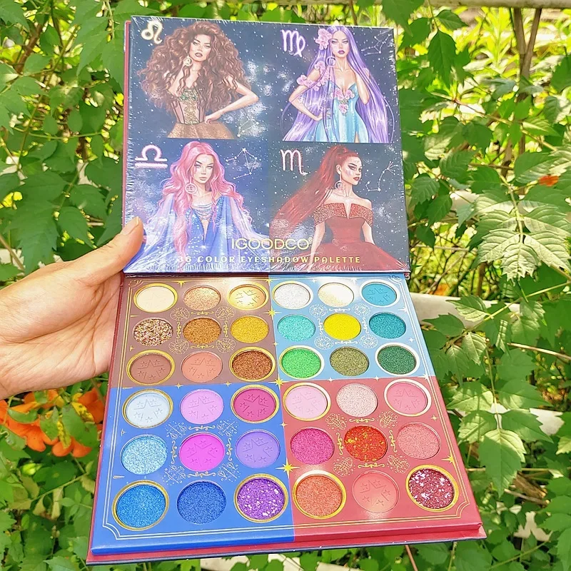 Paleta de maquillaje de 36 colores para vacaciones, maquillaje de escenario, paleta de sombras de ojos, polvo brillante mate, lentejuelas