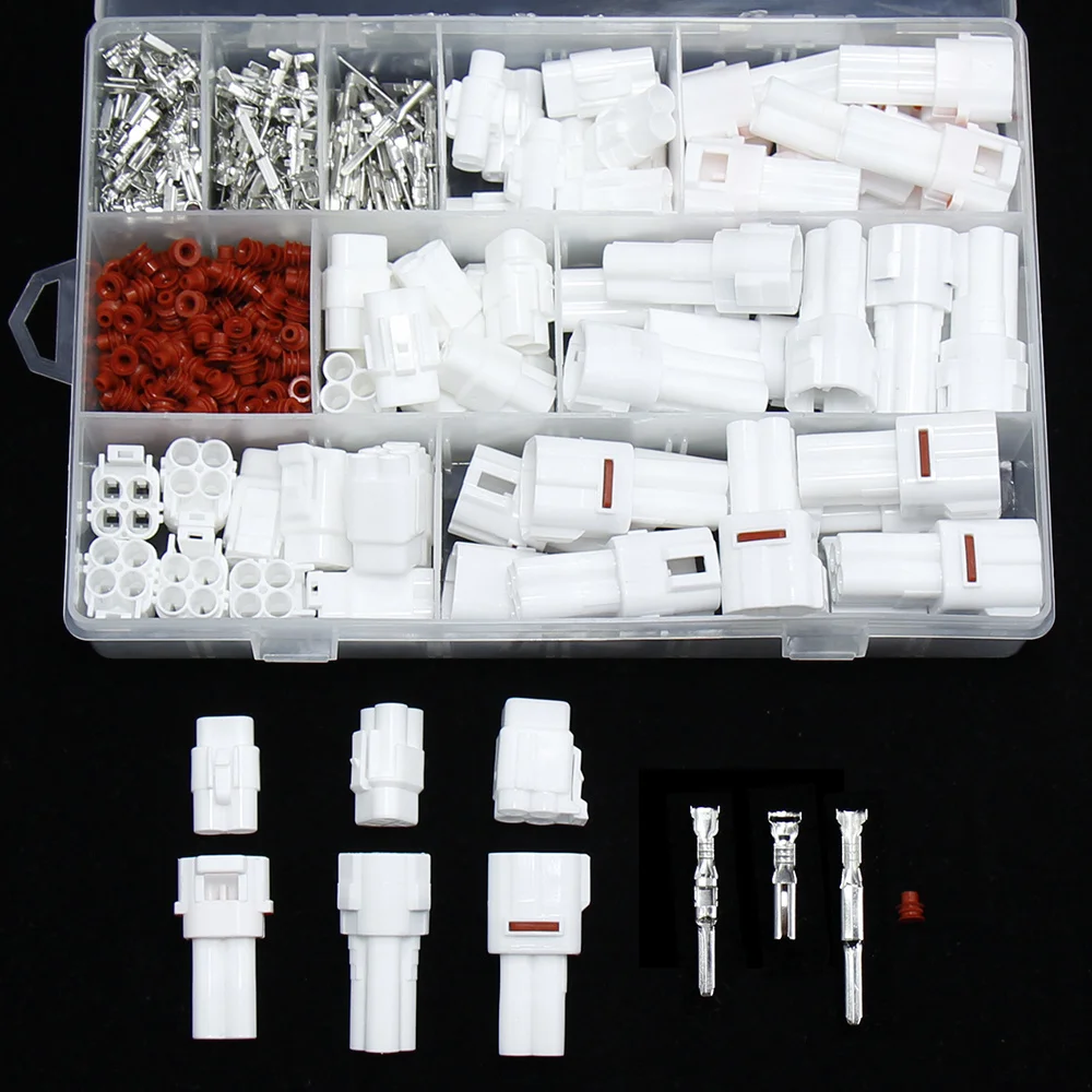 Automóvel e Motocicleta Conector Elétrico, Auto Fio Selado, Terminais Masculino e Feminino, Plug Kit, 2Pin, 3Pin, 4Pin, 30 Pcs, 15Set