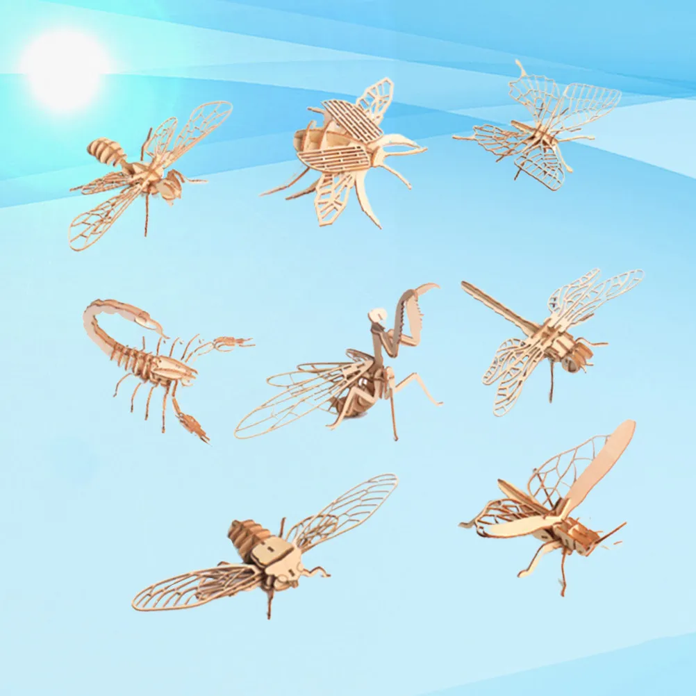 

8Pcs Insect Puzzle 3D Wooden Animal Shape Educational Kit for Children Early Learning Brain Development Kids Puzzle Sorting