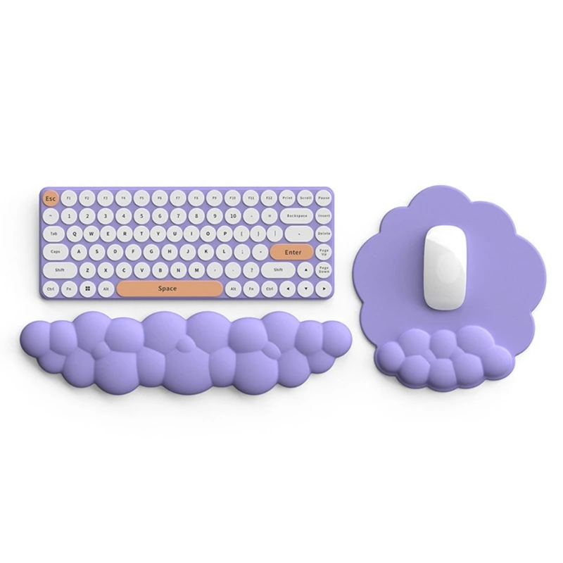 Set Rest Lucu Cloud Keyboard Mouse Dukungan Pergelangan Tangan Mouse Pad Silikon PU Bantalan Pergelangan Tangan Busa