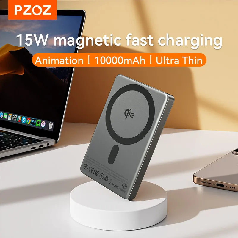 PZOZ для iPhone 17 Air 16 15 Pro Max/AirPods Pro 4 Qi2 10000 мАч Магнитный внешний аккумулятор 30 Вт MagSafe Беспроводная портативная быстрая зарядка PZOZ для iPhone 17 Air 16 15 Pro Max/AirPods Pro 4 Qi2 10000 мАч Магнитный внешний аккумулятор 30 Вт MagSafe Беспроводная портативная быстрая зарядка