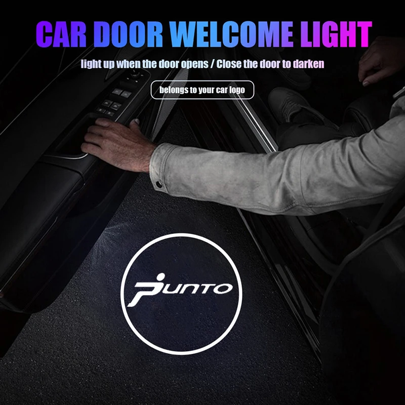 2PCS LED Car Door Opening Warning Welcome Logo Projector Lights for FIAT Punto Logo 2008-2015 Door Ghost Shadow Lamp Accessories