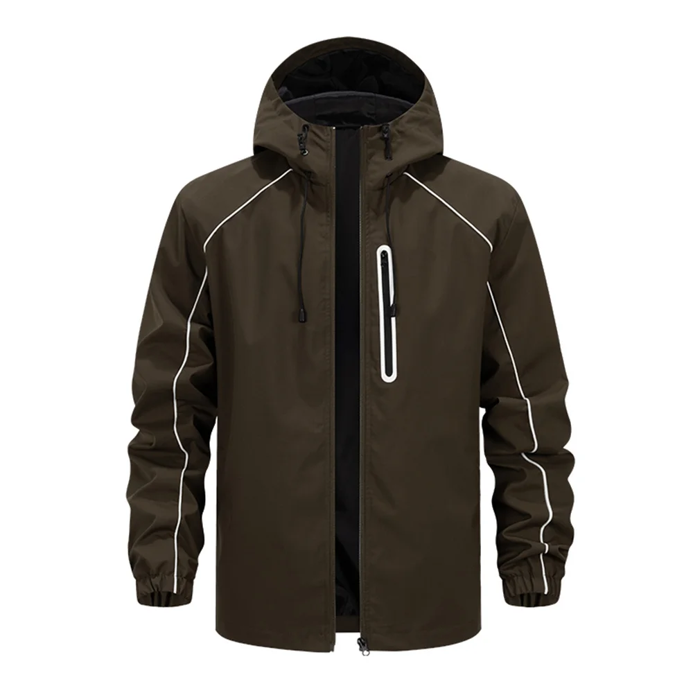 Outdoor Functional Reflective Jacket Men Waterproof Technology Hooded Jackets 2026 New Autumn Fashion Hiking Windproof Coat Man