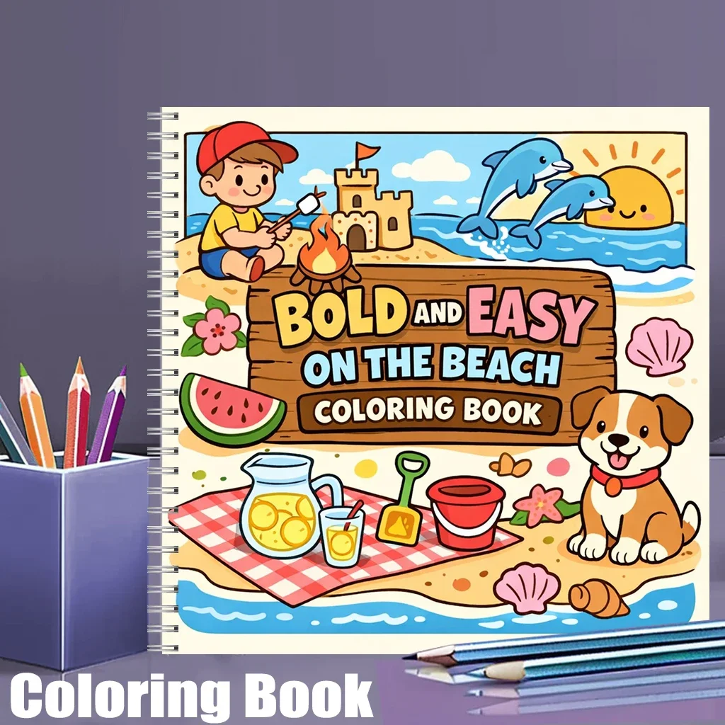 

Coloring Book On The Beach for Adults, Relaxing Colouring Book, Stress Relief, Birthday Gift & Back to School Art Supplies