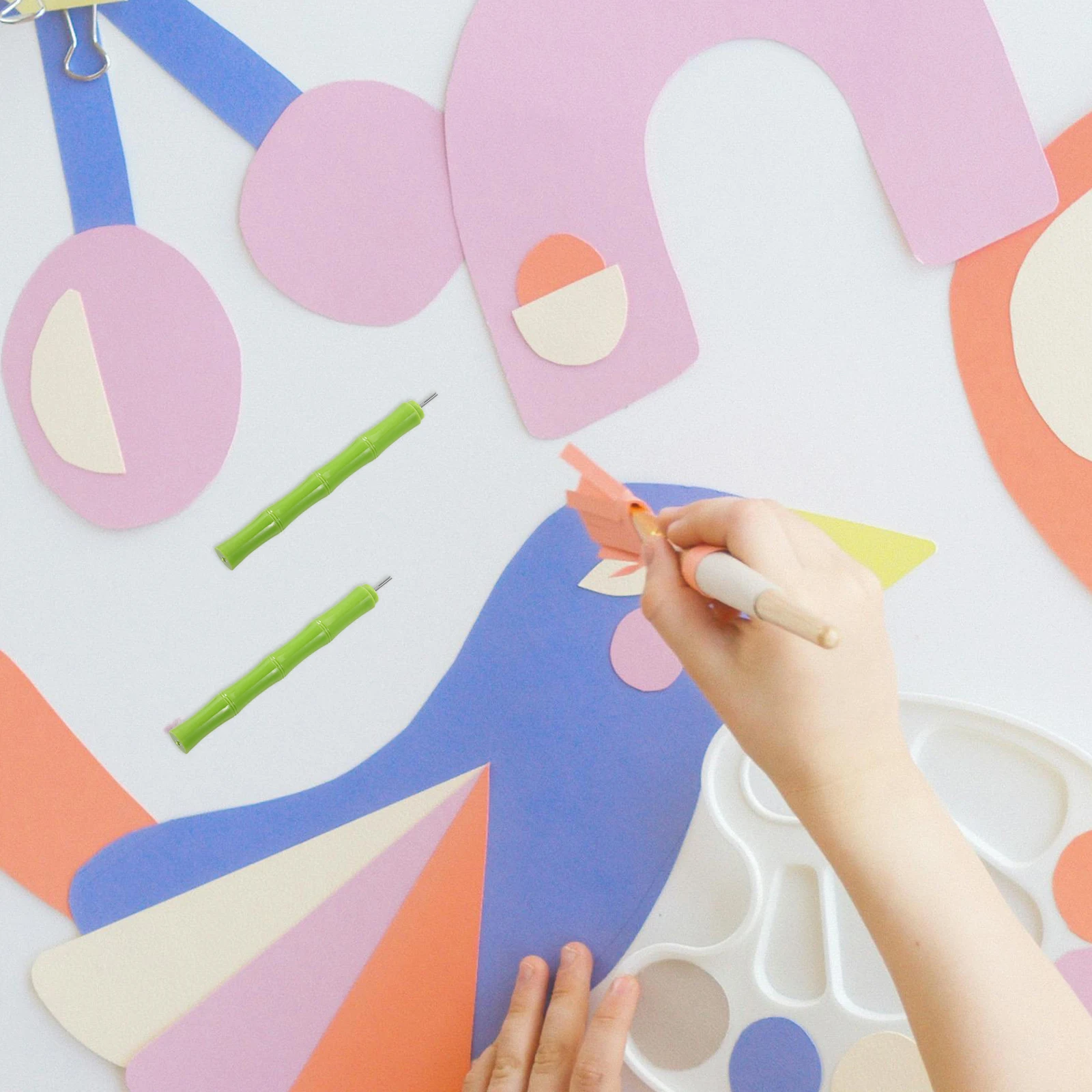 10pcs Bamboo Stem Pen Stainless Steel Tip Smooth Rolling Tool Compact Craft Set For Diy Paper Flower Making Quilling Tools