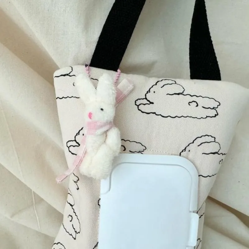 Korean Quilted Tissue Pouch Bear Car Organizer Balloon Wipes Case Ins Style Hanging Dispenser Stroller Travel Wet Wipe Holder view 6