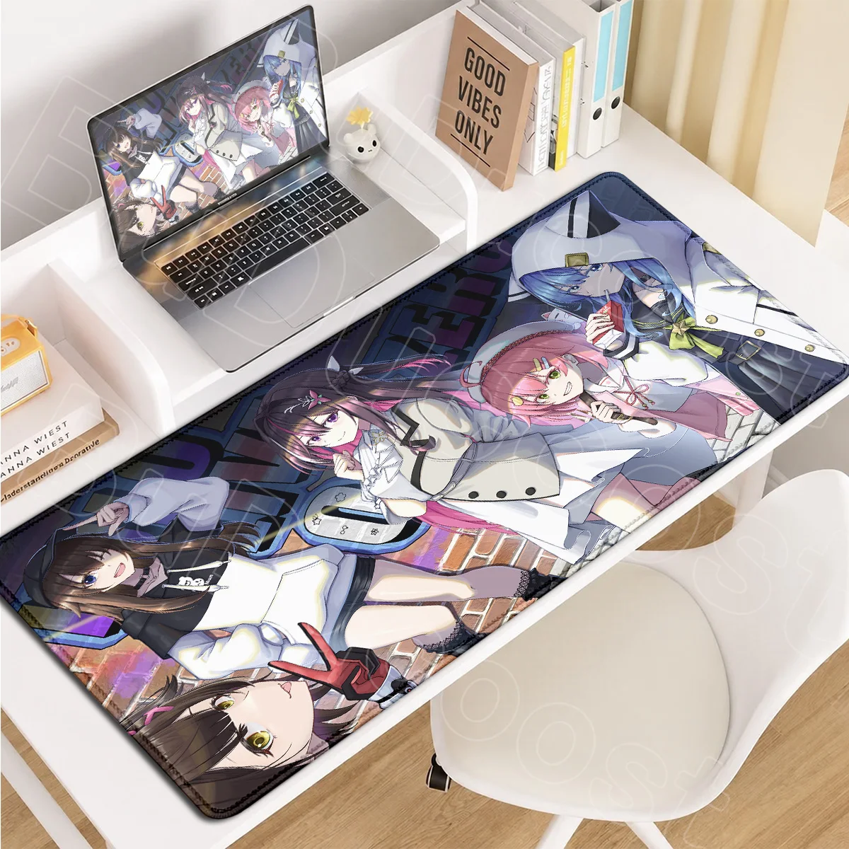 Hololive Vtuber Niedliches Mädchen A-AZKi Anime Mauspad, große, erweiterte Gaming-Tastaturunterlage, 90 x 40 cm, Gummi-Zubehör, Büro-Schreibtischunterlage. – Detail 15
