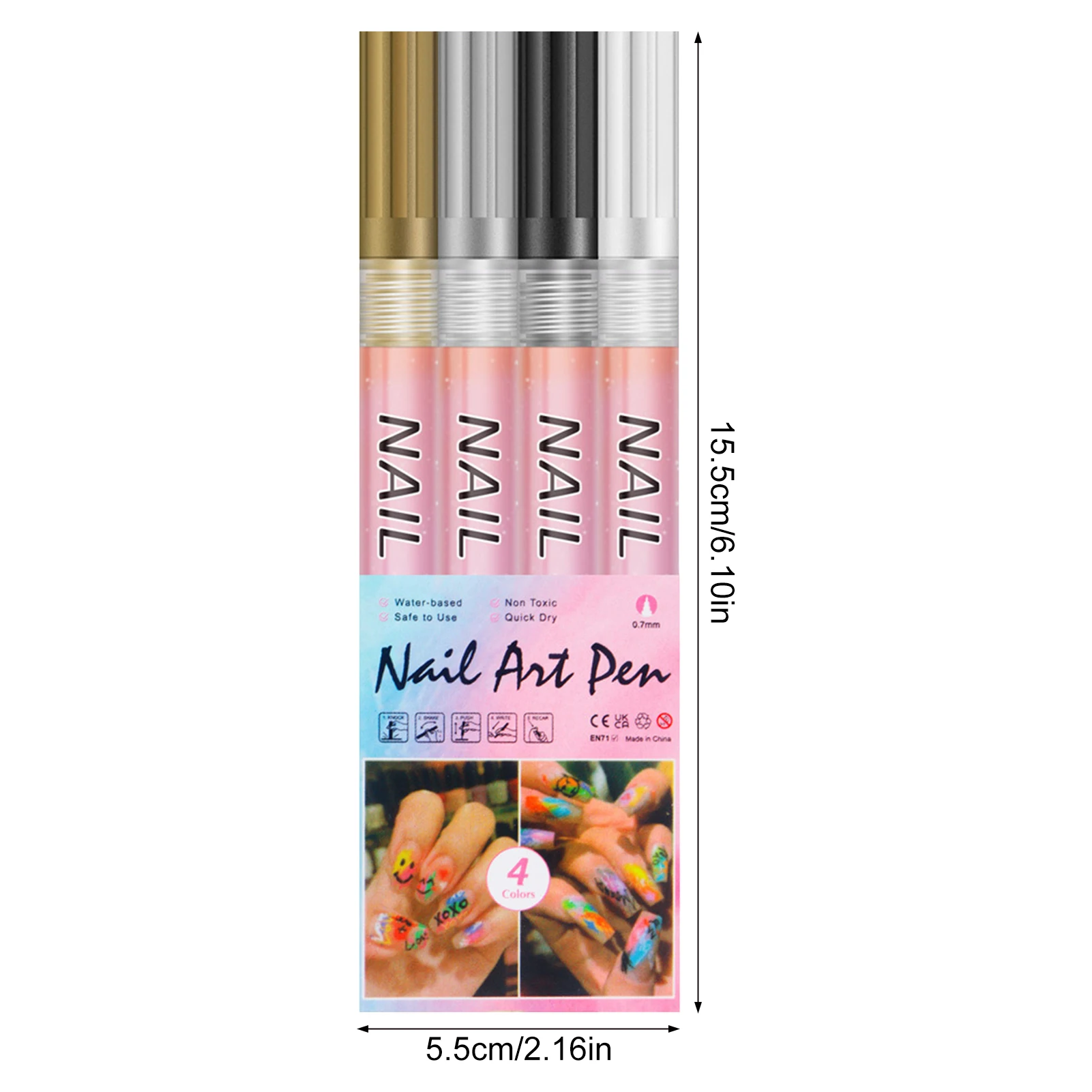 Zestaw pisaków do zdobienia paznokci, wodoodporny, z cienką końcówką do żelu akrylowego, paznokci UV, do samodzielnego projektowania.