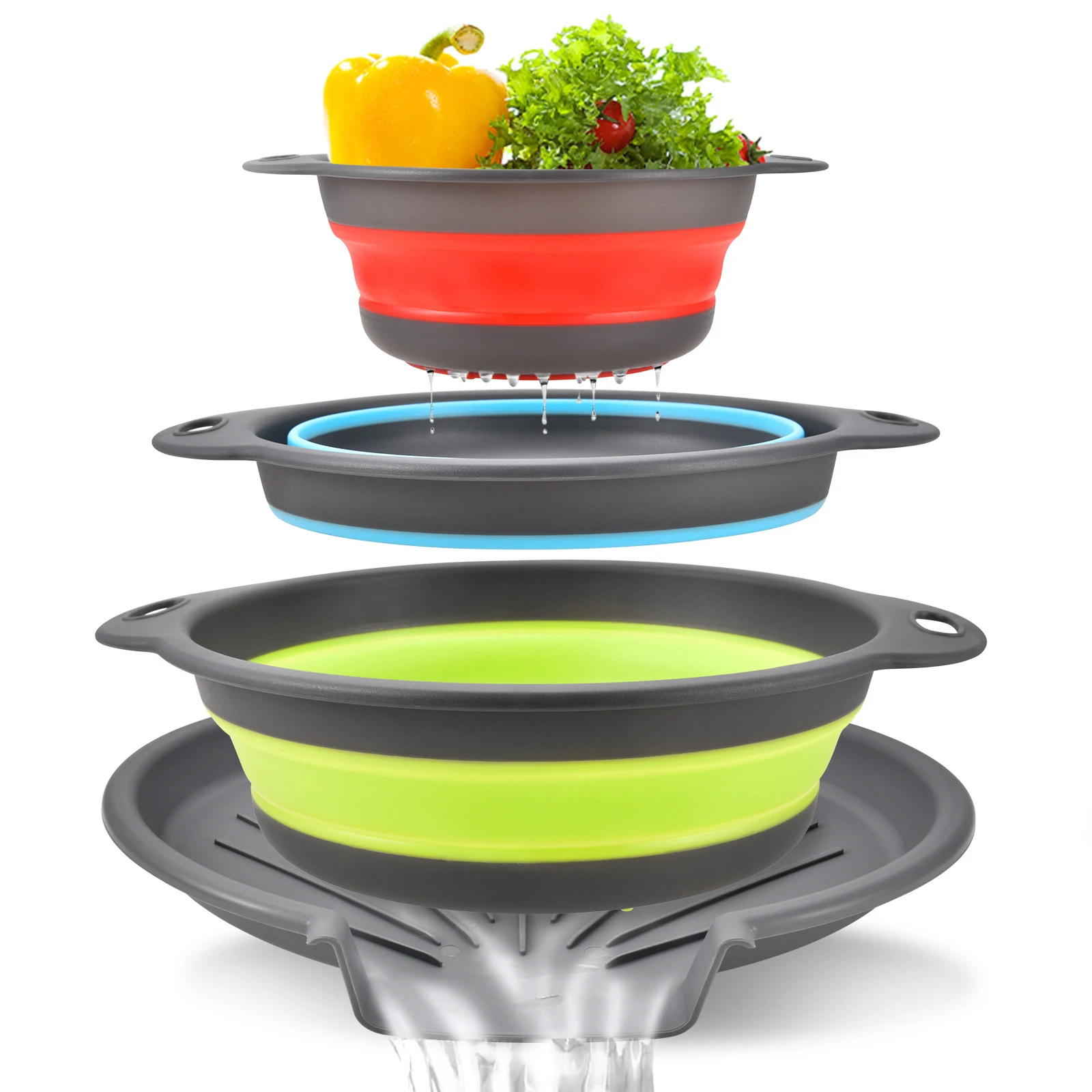 

4 шт., складная сливная корзина, складной дуршлаг, пищевой фильтр, дренажное основание, корзина для мытья овощей