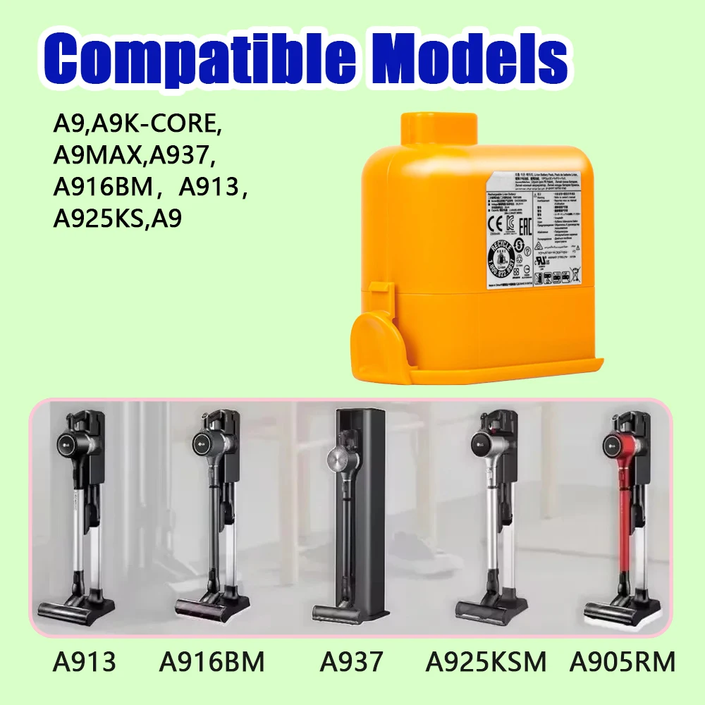 New Battery EAC63382208 EAC63758601 for LG Cord Zero A9 Plus A9 Max A9K Pro A9M A9MASTER2X A9MULTI A9MULTI2X A9PETNBED
