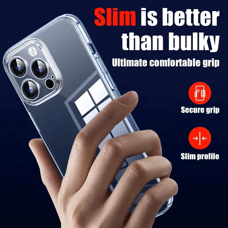 High Transparent Silicone Ultra Thin Case For iPhone 16 15 14 13 12 Pro Max 11 Crystal Clear Slim Shockproof Bumper Phone Cover