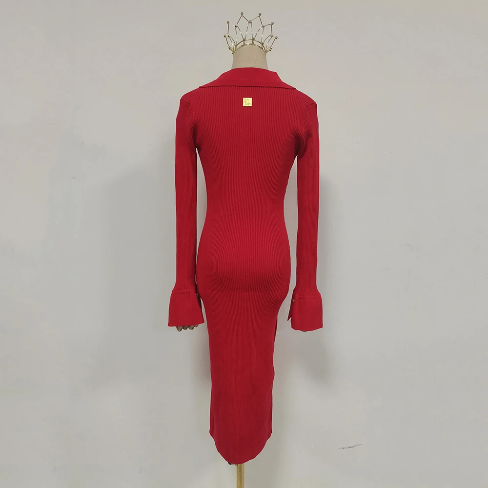 Robe tricotée à Base de tempérament Socialite, nouvelle collection automne 2025, sac ajusté montrant des fesses fines, jupe longue tricotée