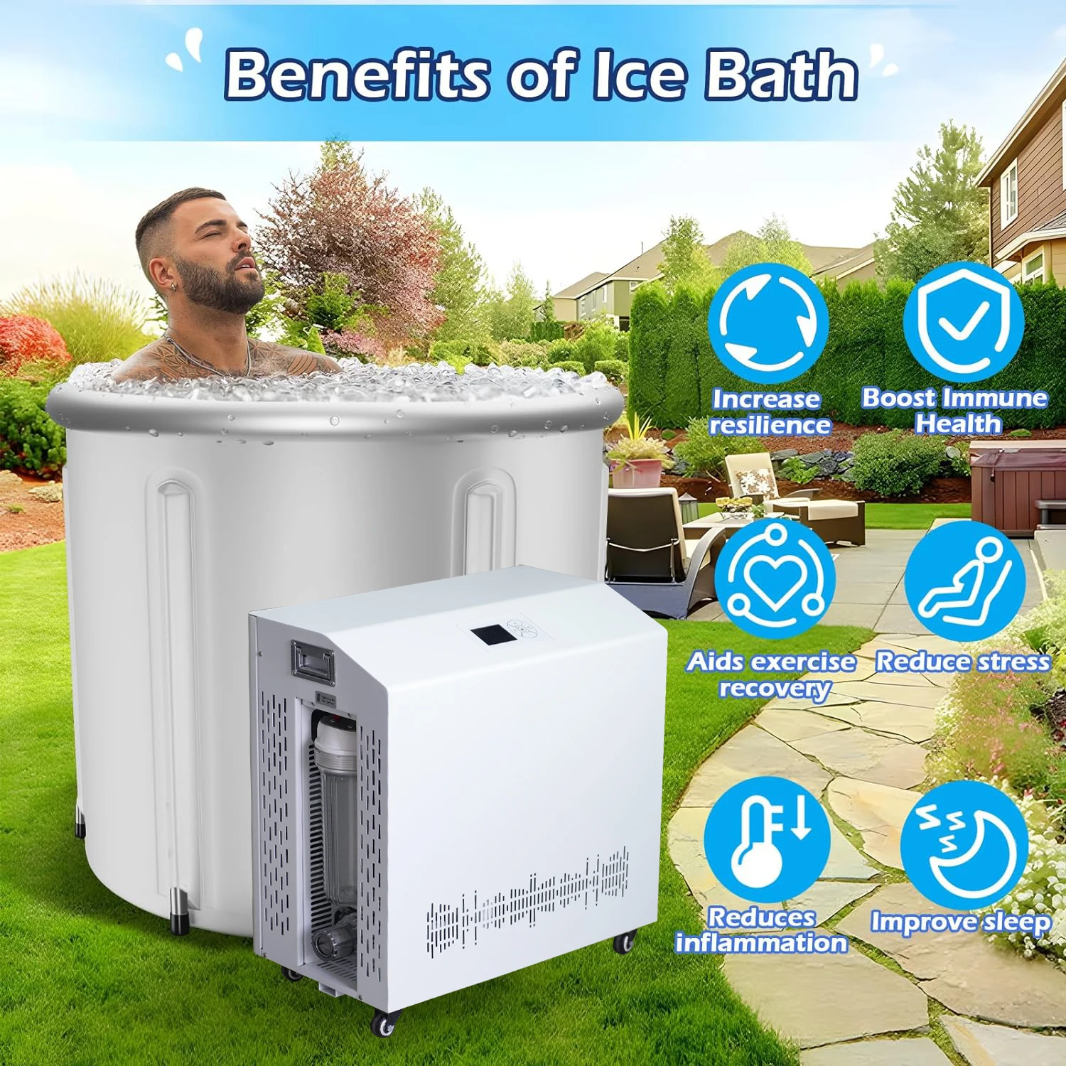 Inflatable Ice Bath Tub Cold Plunge Chiller WiFi Recovery 220V Pump