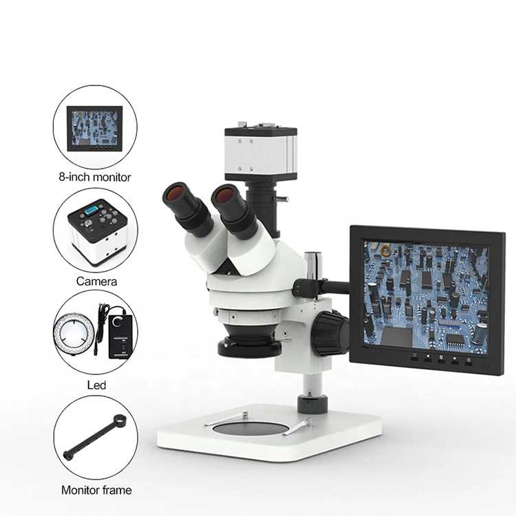 Microscópio estéreo trinocular de microscópio de alta definição com câmera VGA LCD para reparo de iPhone IC