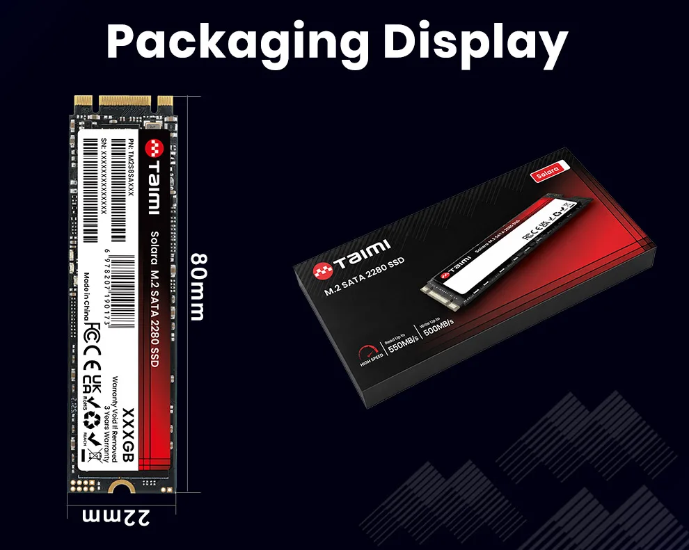 Taimi M.2 SATA Ⅲ SSD 2280 NGFF 128GB 256GB 512GB 1TB 2TB Interne Solid-State-Festplatte für PC Desktop Laptop Mini-PC – Detail 11