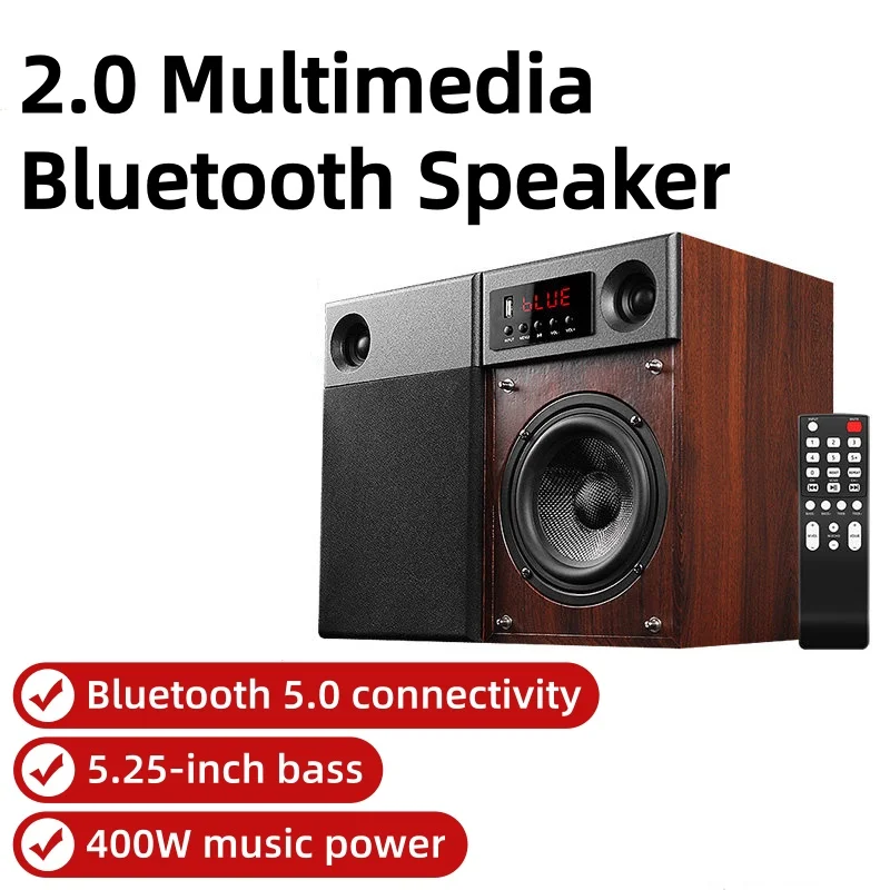 

Активная настольная деревянная Bluetooth-колонка 2.0 с высококачественным стереозвуком, Bluetooth 5.0, мощностью 80 Вт, для домашнего кинотеатра