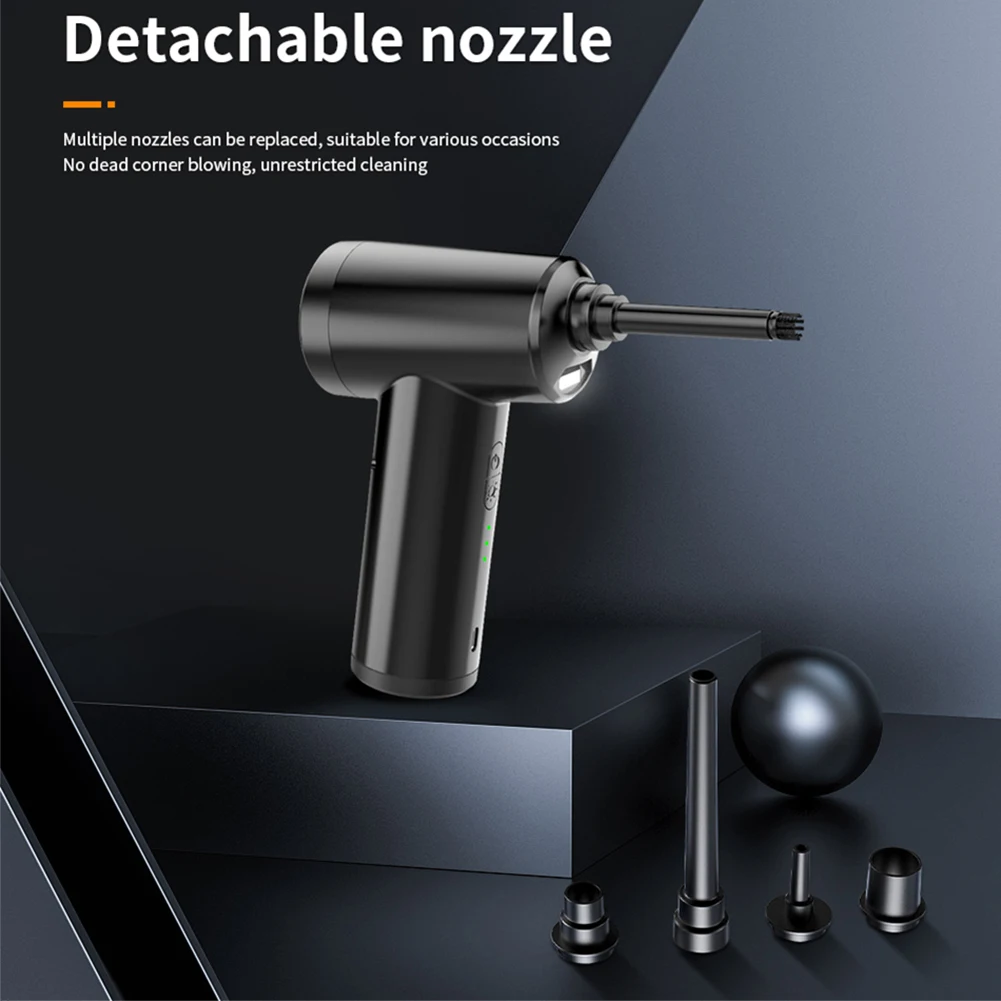 ライト付き圧縮空気ダスター、ポータブルエアブロワー、コンピューターキーボード用充電式ハンドヘルドダストブロワー、50000prm